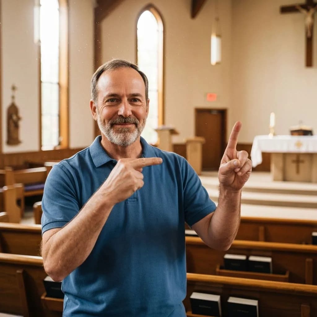 A person using American Sign Language in a community setting